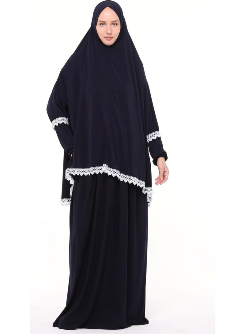 Altobeh Women's Two Piece Lycra Sandy Fabric Ruched Sleeve Prayer Dress - Image 3